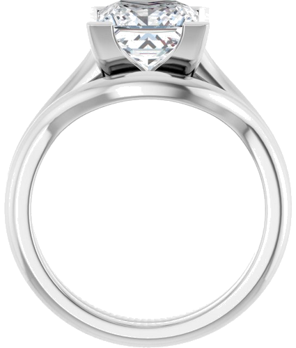 Sužadėtuvių Žiedas „Half-Bezel Solitaire“ 14k white gold Square 7.5mm (7)
