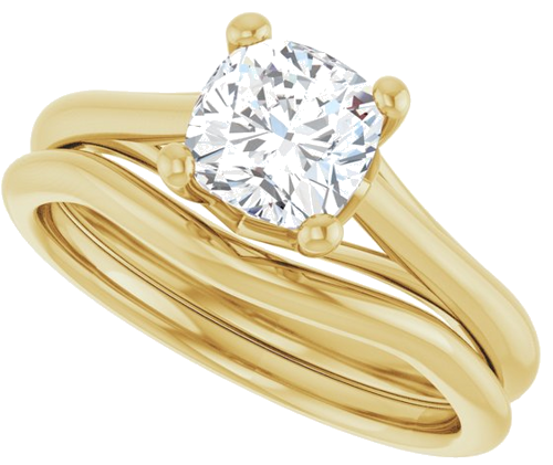 14K Yellow 6 mm Cushion Solitaire Engagement Ring Mounting (10)