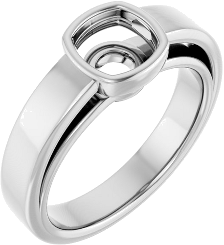 Sužadėtuvių Žiedas „Bezel-Set Solitaire“ 14k white gold Cushion 6mm (1)