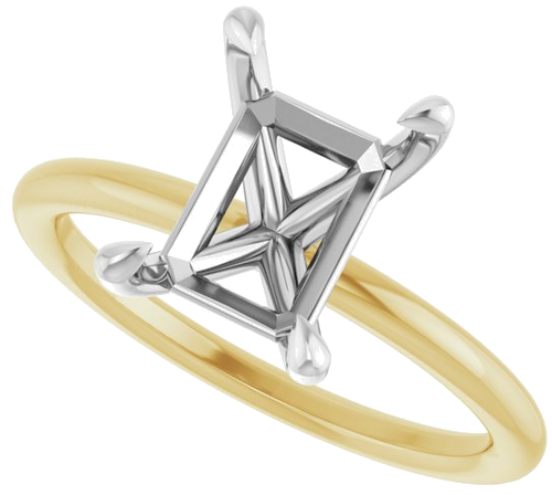 Sužadėtuvių Žiedas „Claw-Prong Solitaire“ 14k yellow/white gold Emerald 9mm x 7mm (5)