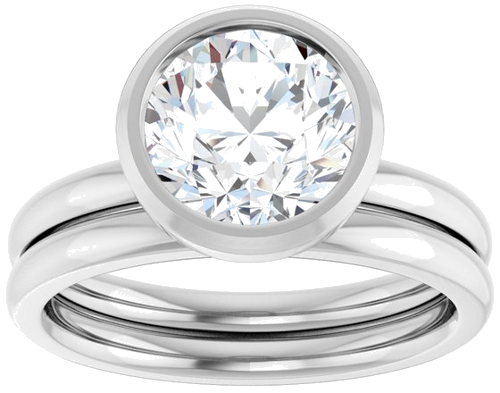 Sužadėtuvių Žiedas „Bezel-Set Solitaire“ 14k white gold Round 8mm (8)