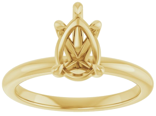 14K Yellow 9x6 mm Pear Solitaire Engagement Ring Mounting (3)