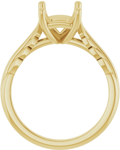 Sužadėtuvių Žiedas „Solitaire Leaf“ 14k yellow gold Emerald 9mm x 7mm (2)