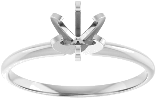 14K White 5.0-5.3 mm Round 6-Prong Solitaire Engagement Ring Mounting (3)