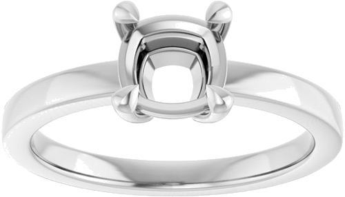 14K White 6 mm Cushion Solitaire Engagement Ring Mounting (3)