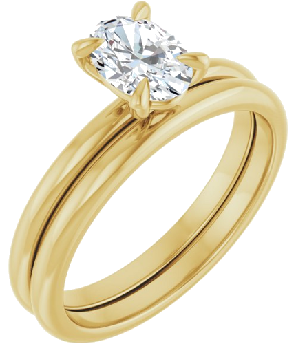 Sužadėtuvių Žiedas „Solitaire“ 417 Geltonojo Aukso Oval 7mm x 5mm (6)