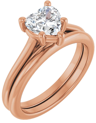 Sužadėtuvių Žiedas 14k rose gold Heart 6.5mm (6)
