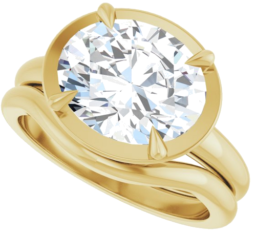 Sužadėtuvių Žiedas „Claw-Prong Solitaire Bezel-Style“ 14k yellow gold Oval 11mm x 9mm (10)