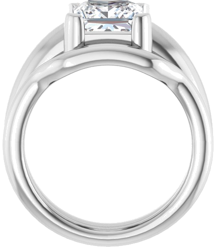 Sužadėtuvių Žiedas „Half-Bezel Solitaire“ 14k white gold Square 7.5mm (7)
