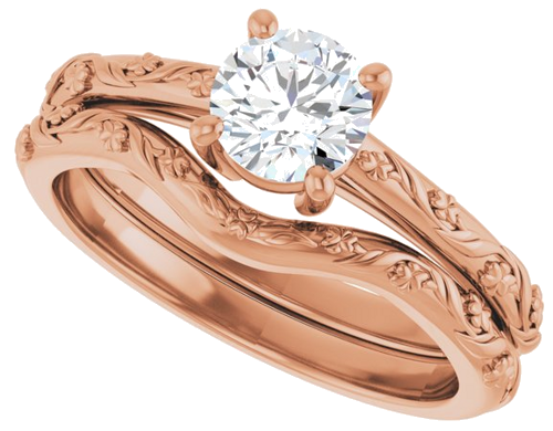 Sužadėtuvių Žiedas „Solitaire“ 10k rose gold Round 5.5mm (10)