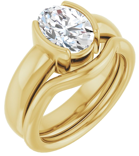 Sužadėtuvių Žiedas „Half-Bezel Solitaire“ 18k yellow gold Oval 9mm x 7mm (6)