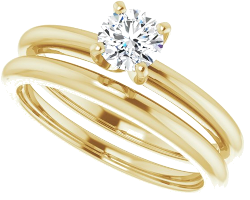14K Yellow  4.8 mm Round Solitaire Engagement Ring Mounting (10)