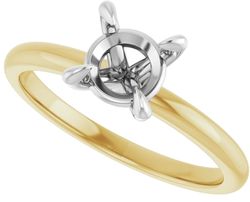 Sužadėtuvių Žiedas „Solitaire“ 14k yellow gold & platinum Round 6.5mm (5)