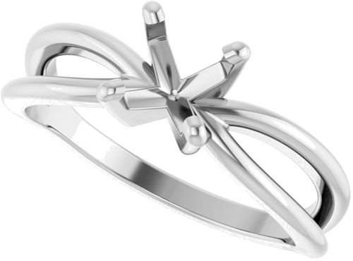 14K White 6.5 mm Round Split Shank Engagement Ring Mounting (5)