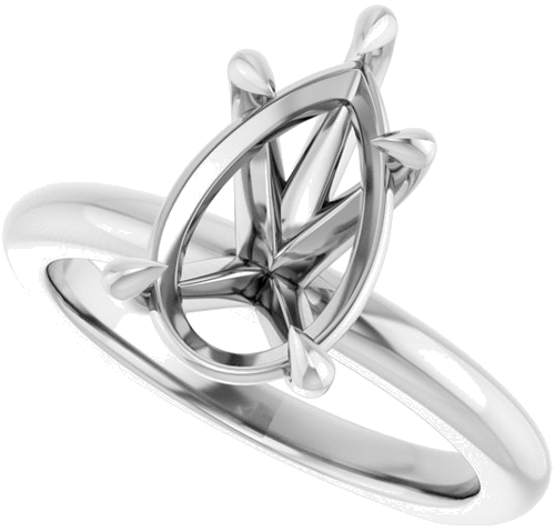 Sužadėtuvių Žiedas „Claw-Prong Euro Shank“ 14k white gold Pear 12mm x 7.5mm (5)