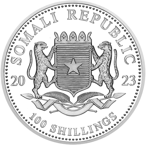 1 oz Leopardas 2023 Somalis 100 šilingų sidabrinė moneta (2)