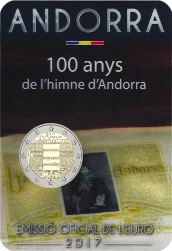 2017 Andora Nacionaliniam himnui 100 metų 2 eurų moneta (2)