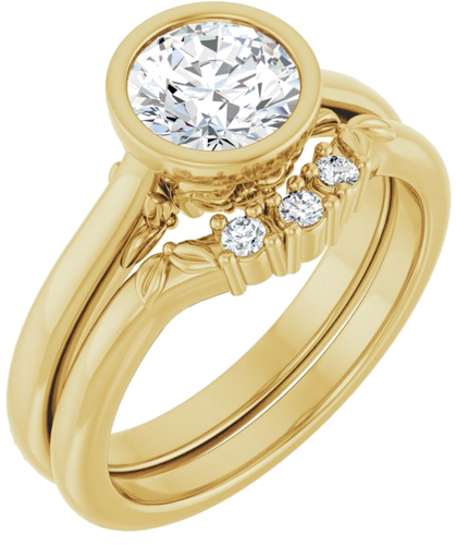Sužadėtuvių Žiedas „Bezel-Set“ 14k yellow gold Round 6.5mm (6)