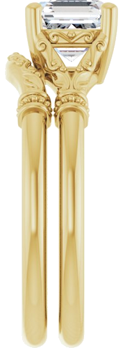 Sužadėtuvių Žiedas „Sculptural“ 10k yellow gold Asscher 6mm (9)