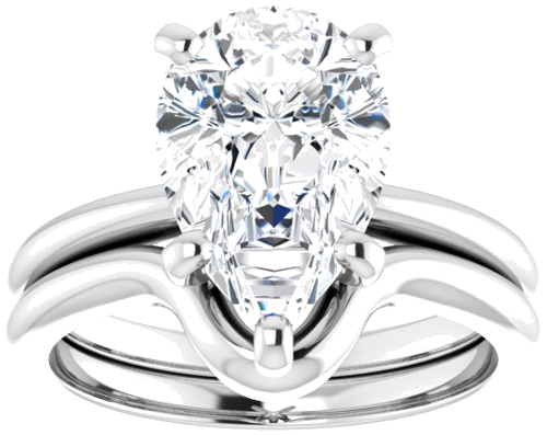 14K White  12x8 mm Pear Solitaire Engagement Ring Mounting (8)