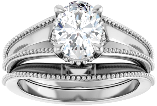 Sužadėtuvių Žiedas „Claw-Prong Solitaire“ 14k white gold Oval 8mm x 6mm (8)