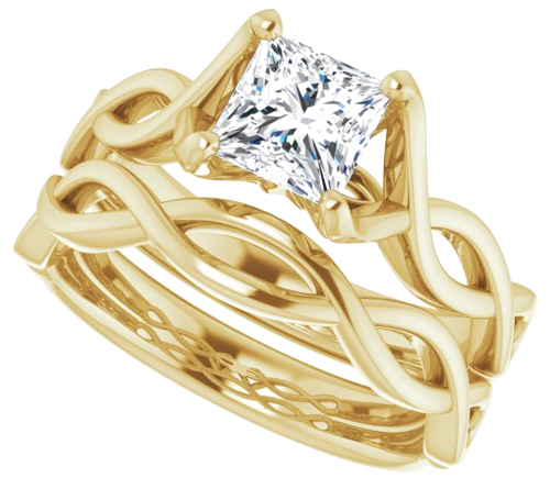 Sužadėtuvių Žiedas „Solitaire Rope“ 14k yellow gold Square 5.5mm (10)