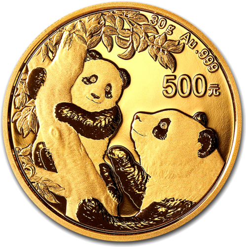 30 g Panda 2021 Kinija 500 juanių auksinė moneta (1)