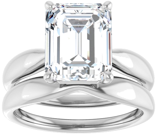 Sužadėtuvių Žiedas 14k white gold Emerald 10mm x 8mm (8)