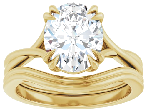 Sužadėtuvių Žiedas „Double Claw-Prong Solitaire Criss-Cross“ 14k yellow gold Oval 10mm x 8mm (8)
