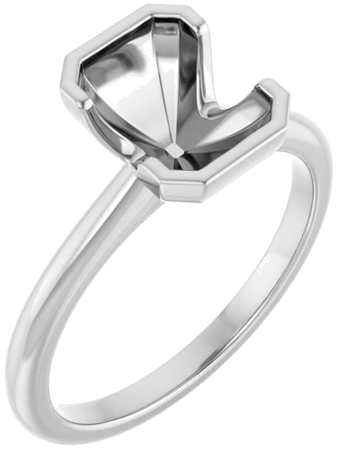 Sužadėtuvių Žiedas „Half-Bezel“ 14k white gold Emerald 8mm x 6mm (1)