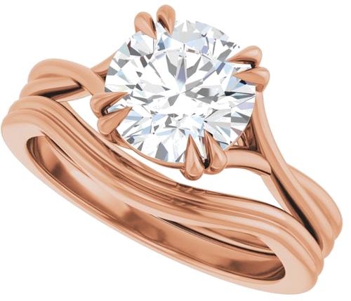 Sužadėtuvių Žiedas „Double Claw-Prong Solitaire Criss-Cross“ 14k rose gold Round 8mm (10)