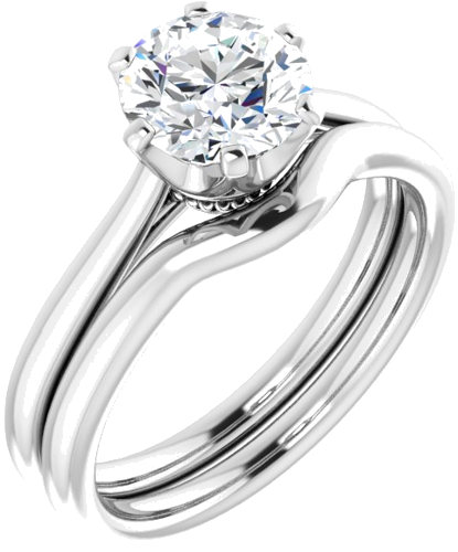 14K White 7 mm Round Engagement Ring Mounting (6)