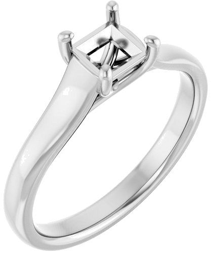 14K White 4.5 mm Square Solitaire Engagement Ring Mounting (1)