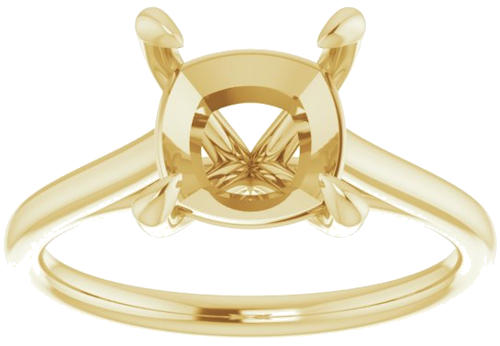14K Yellow  8 mm Cushion Solitaire Engagement Ring Mounting (3)