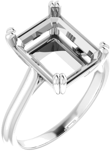Platinum 11x9 mm Emerald Solitaire Engagement Ring Mounting (1)