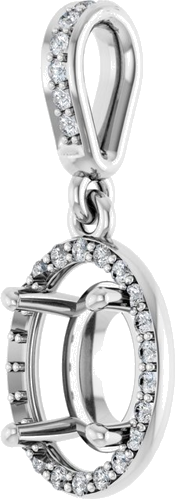 Pakabukas „Accented Halo-Style“ 14k white gold Oval 8mm x 6mm (2)