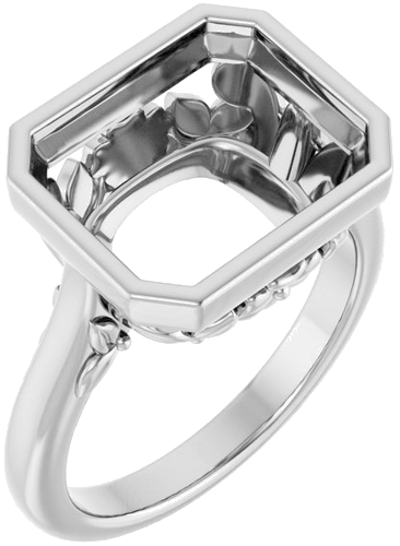 Sužadėtuvių Žiedas „Bezel-Set“ 14k white gold Emerald 12mm x 10mm (1)