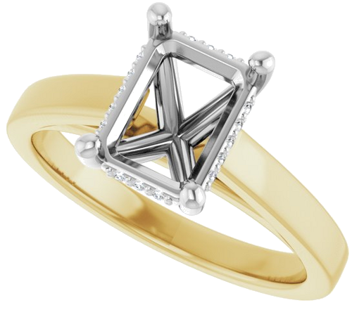 Sužadėtuvių Žiedas „Hidden Halo-Style“ 14k yellow/white gold Emerald 8mm x 6mm (5)