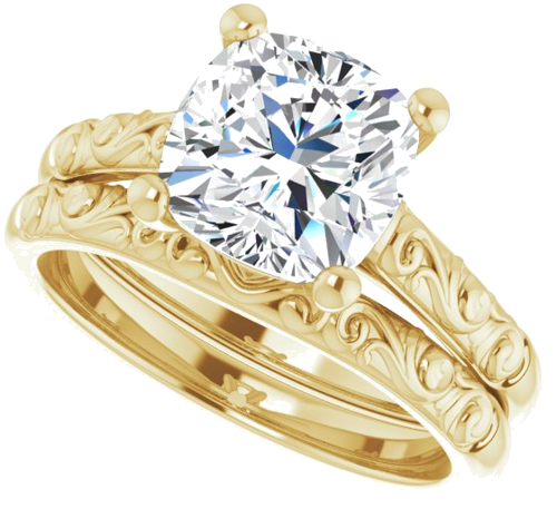 Sužadėtuvių Žiedas „Solitaire“ 14k yellow gold Cushion 8mm (10)