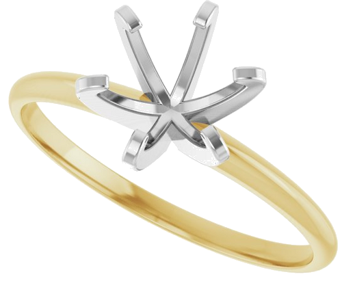 14K Yellow White 6.6-7.2 mm Round 6-Prong Solitaire Engagement Ring Mounting (5)