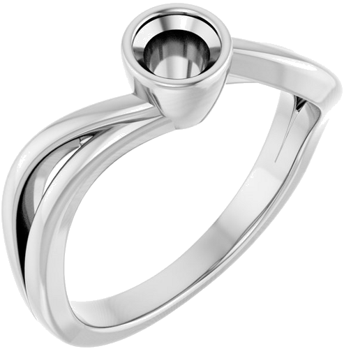 Sužadėtuvių Žiedas „Bezel-Set“ 14k white gold Round 4.4mm (1)