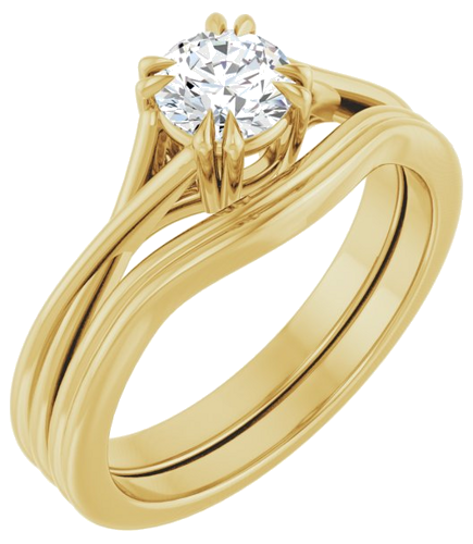 Sužadėtuvių Žiedas „Double Claw-Prong Solitaire Criss-Cross“ 18k yellow gold Round 5.2mm (6)