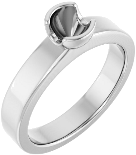Sužadėtuvių Žiedas „Half-Bezel Solitaire“ 14k white gold Round 4.8mm (1)