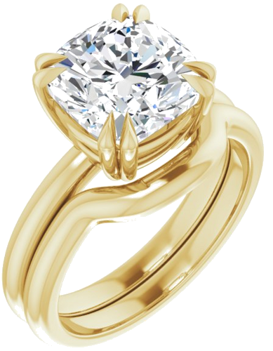 Sužadėtuvių Žiedas „Double Claw-Prong Solitaire“ 18k yellow gold Cushion 9mm (6)