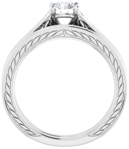 Sužadėtuvių Žiedas „Solitaire Scroll“ 14k white gold Round 5.2mm (7)