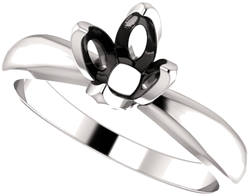 14K White 6.3-6.6 mm Round 4-Prong Tulipset® Solitaire Engagement Ring Mounting (5)