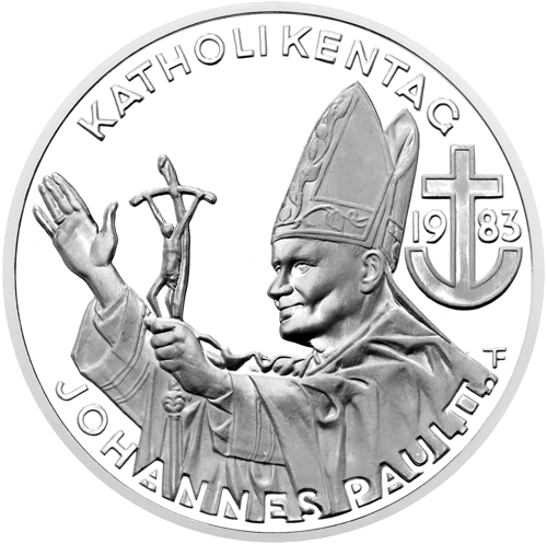 500 šilingų Popiežius Jonas Paulius II 1983 Austrija sidabrinė moneta (1)