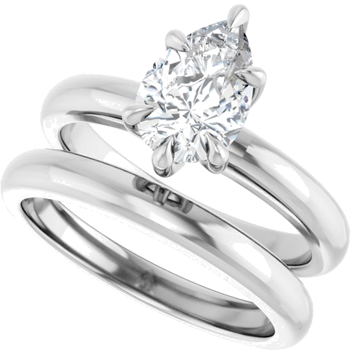 14K White 9x6 mm Pear Solitaire Engagement Ring Mounting (10)