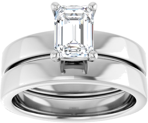 Sužadėtuvių Žiedas „Solitaire“ 14k white gold Emerald 7mm x 5mm (8)
