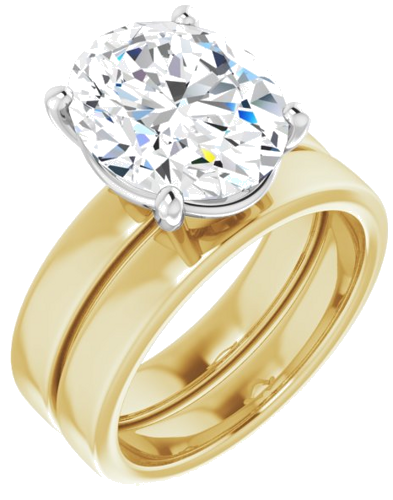 Sužadėtuvių Žiedas „Solitaire“ 14k yellow/white gold Oval 12mm x 10mm (6)